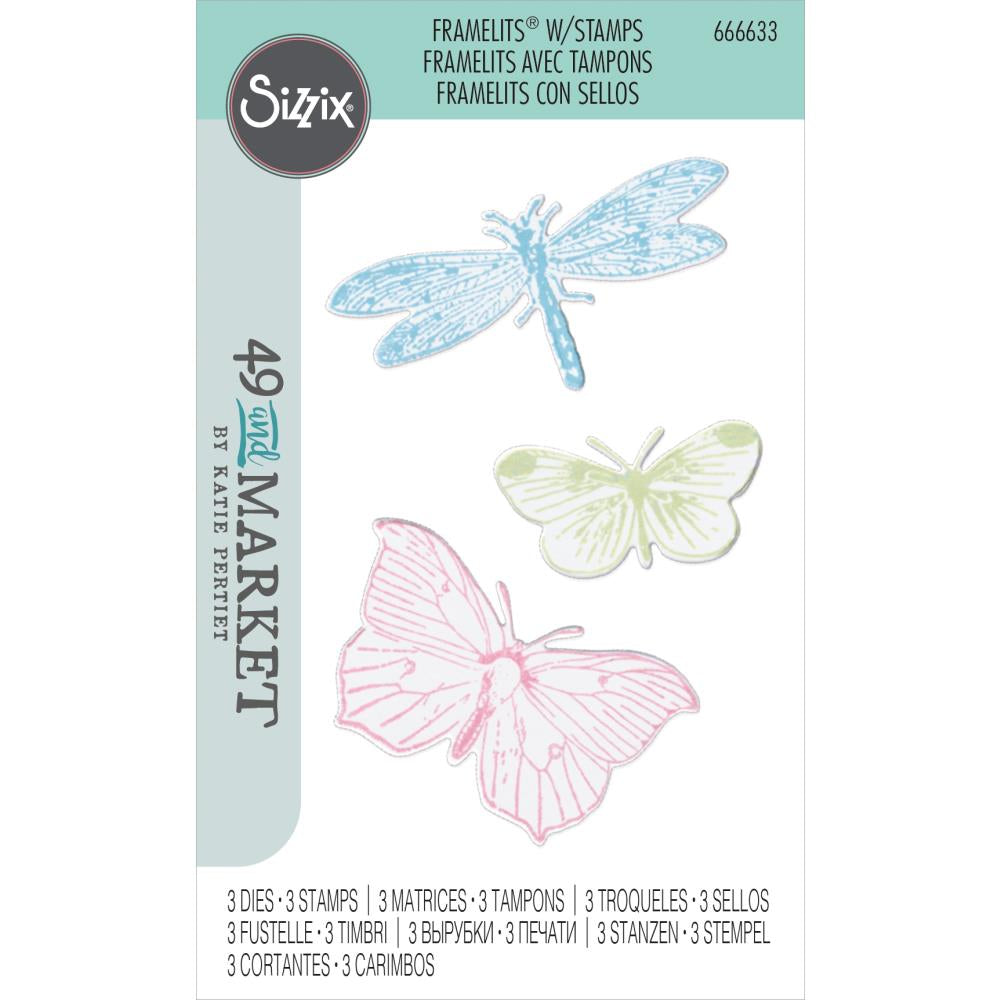 Sizzix Framelit Die Set w/Stamps - Engraved Wings by 49 & Market